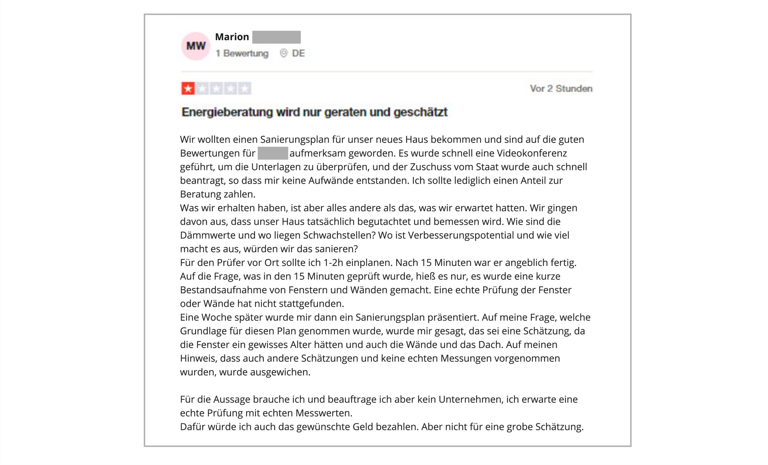 Negative Erfahrung Energieberater 2